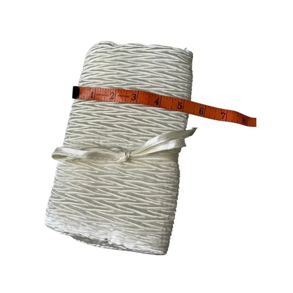 Vintage Satin Hanging Jewelry Organizer Roll Travel Case Ivory Monogram Bridal